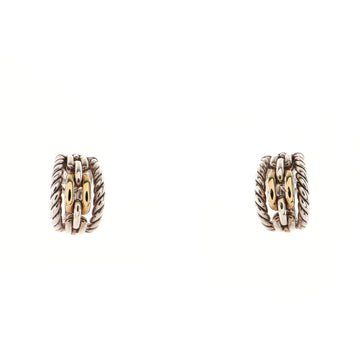 David Yurman Wellesley Link Hoop Earrings Sterling Silver and 18K Yellow Gold