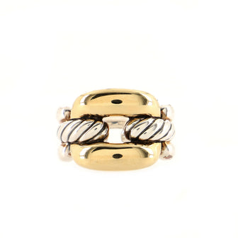 David Yurman Wellesley Chain Link Ring Sterling Silver and 18K Yellow Gold Large