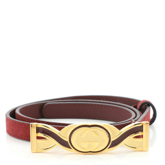 Gucci Interlocking-G Buckle Belt Suede Thin