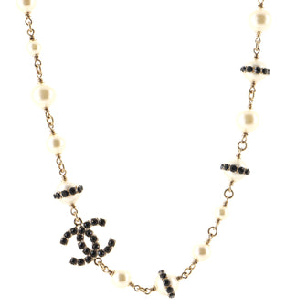 Chanel CC Short Necklace Faux Pearls and Metal with Crystals