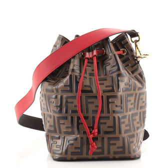 Fendi Mon Tresor Bucket Bag Zucca Embossed Leather Small