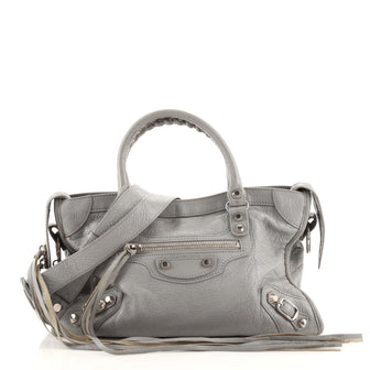 Balenciaga City Classic Studs Bag Leather Small Gray 903254 