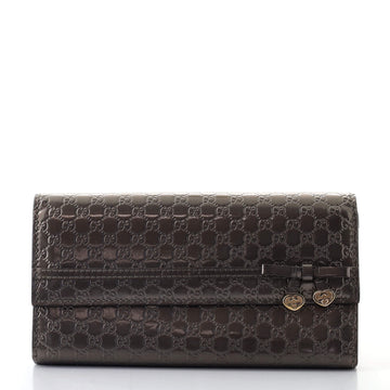 Gucci Bow Heart Continental Wallet Microguccissima Patent Long