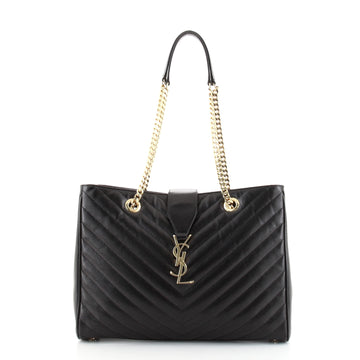 Saint Laurent Classic Monogram Shopper Matelasse Chevron Leather Large