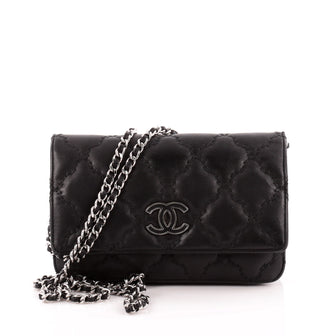 Chanel Double Stitch Hampton Wallet On Chain Quilted Leather