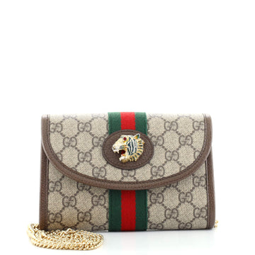 Gucci Rajah Web Chain Shoulder Bag GG Coated Canvas Mini