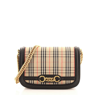 Burberry Link Flap Bag 1983 Knight Check Canvas Small