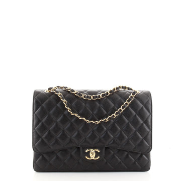 Chanel Classic Double Flap Bag Quilted Caviar Maxi