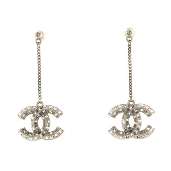 Chanel CC Drop Earrings Metal with Crystals