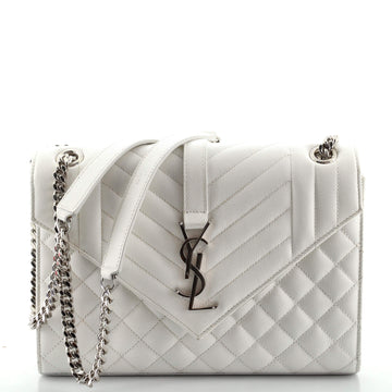 Saint Laurent Classic Monogram Envelope Satchel Quilted Leather Medium