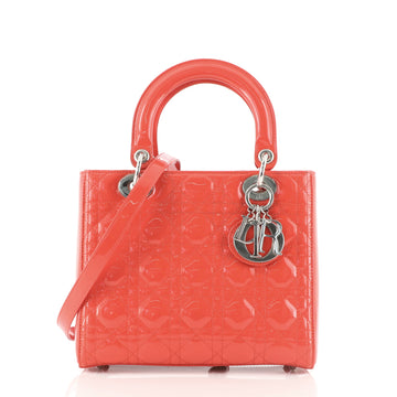 Christian Dior Lady Dior Bag Cannage Quilt Patent Medium