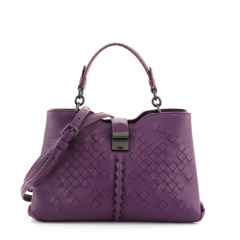 Bottega Veneta Napoli Tote Leather with Intrecciato Detail Medium