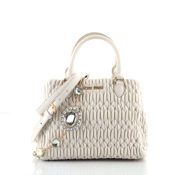 Miu Miu Crystal Convertible Tote Matelasse Leather Mini