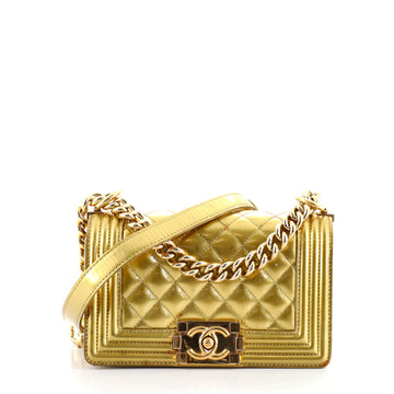 Chanel Boy Flap Bag Quilted Patent Small