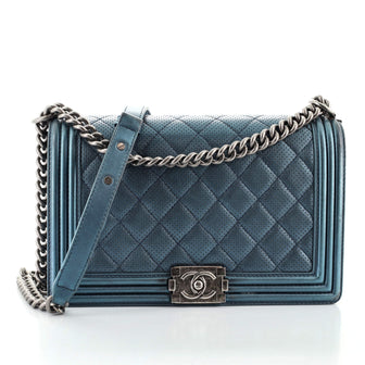 Chanel Boy Flap Bag Quilted Perforated Lambskin New Medium
