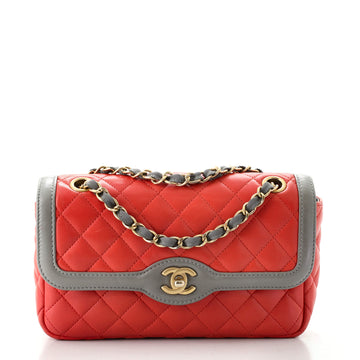 Chanel Two Tone Flap Bag Quilted Lambskin Small