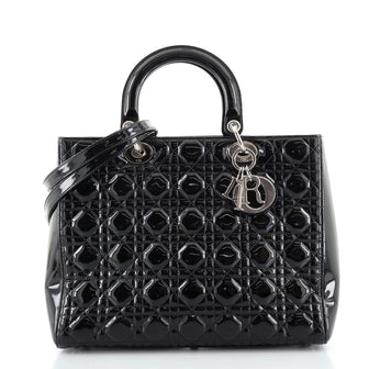 Christian Dior Lady Dior Bag Cannage Quilt Patent Large