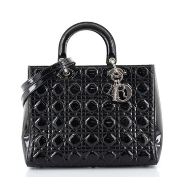 Christian Dior Lady Dior Bag Cannage Quilt Patent Large