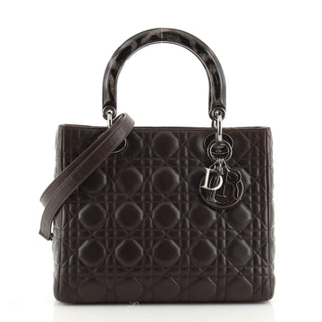 Christian Dior Vintage Lady Dior Bag Cannage Quilt Lambskin with Resin Handles Medium