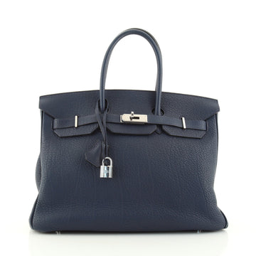 Hermes Birkin Handbag Blue Fjord with Palladium Hardware 35