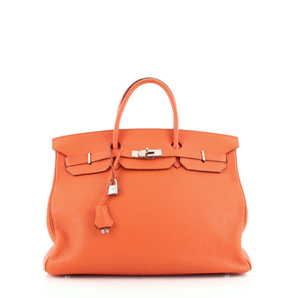 Hermes Birkin Handbag Orange Togo with Palladium Hardware 40