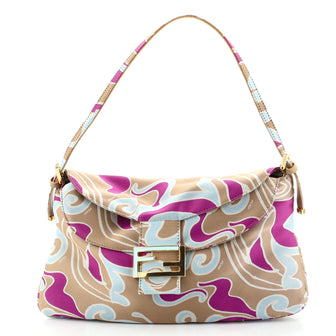 Fendi Psychedelic Swirl Double Flap Baguette Printed Canvas