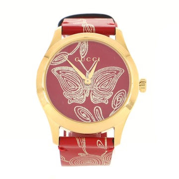Gucci G-Timeless Quartz Watch PVD Stainless Steel and Printed Leather 38