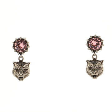 Gucci Feline Head Drop Earrings Metal with Crystal