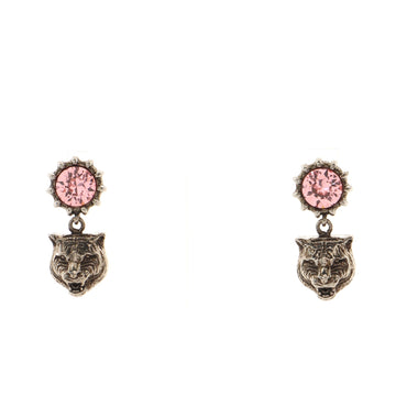 Gucci Feline Head Drop Earrings Metal with Crystal