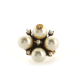 Gucci Interlocking G Cocktail Ring Metal and Faux Pearls