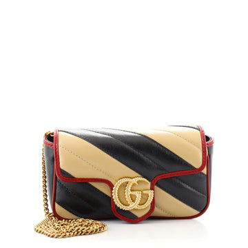 Gucci GG Marmont Flap Bag Diagonal Quilted Leather Super Mini