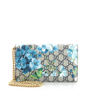Gucci Chain Wallet Blooms Print GG Coated Canvas