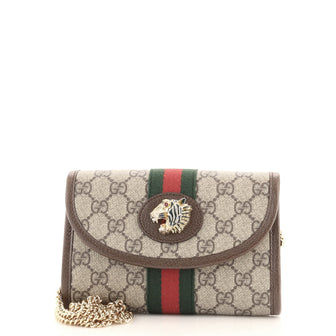 Gucci Rajah Web Chain Shoulder Bag GG Coated Canvas Mini