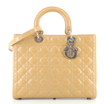 Christian Dior Lady Dior Bag Cannage Quilt Patent Large