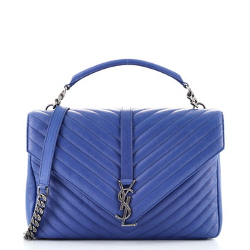 Saint Laurent Classic Monogram College Bag Matelasse Chevron Leather Large
