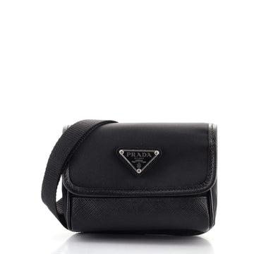 Prada Flap Crossbody Pouch Tessuto with Saffiano Leather Mini