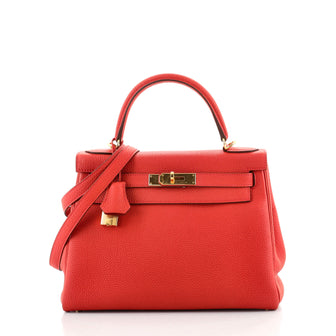 Hermes Kelly Handbag Red Togo with Gold Hardware 28