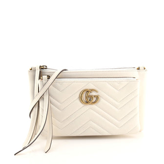 Gucci GG Marmont Double Pouch Crossbody Bag Matelasse Leather Small
