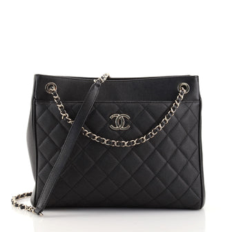Chanel CC Front Pocket Chain Tote Quilted Caviar Medium