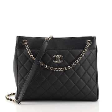 Chanel CC Front Pocket Chain Tote Quilted Caviar Medium