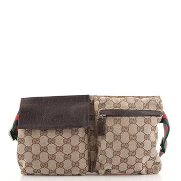 Gucci Vintage Double Belt Bag GG Canvas