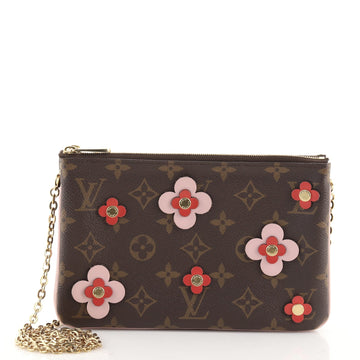 Louis Vuitton Double Zip Pochette Limited Edition Blooming Flowers Monogram Canvas