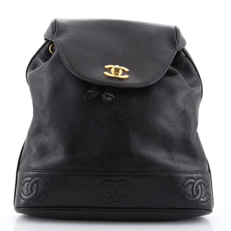 Chanel Vintage Triple Stitched CC Flap Backpack Caviar Medium Black 90670108