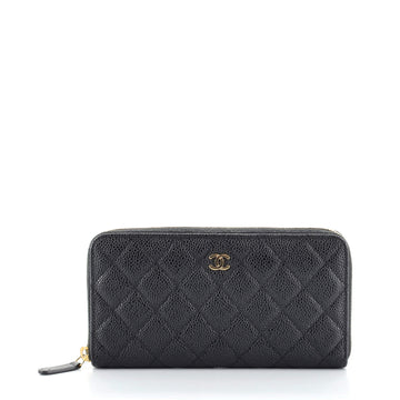 Chanel Zip Around Wallet Quilted Caviar Long