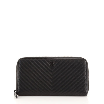 Chanel Zip Around Wallet Chevron Lambskin Small