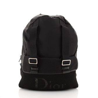 Christian Dior Front Pocket Buckle Backpack Nylon with Mesh