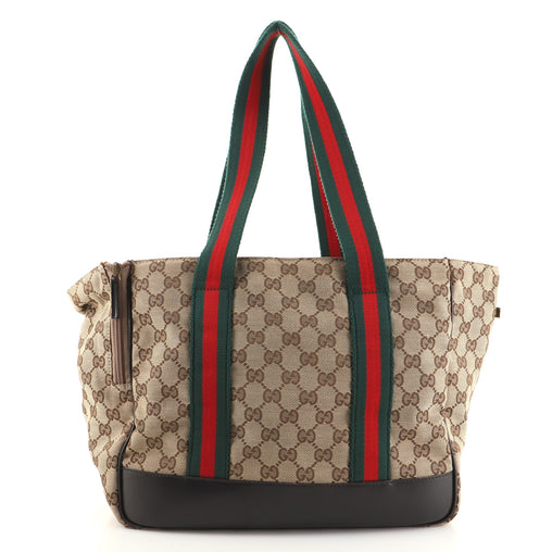 Gucci Side Zip Dog Carrier GG Canvas with Web Handles Small Brown