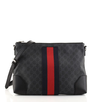 Gucci Web Zip Flat Messenger GG Coated Canvas Medium