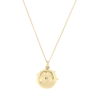 Chanel CC Round Locket Pendant Necklace Metal