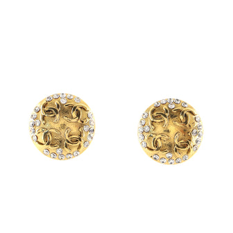 Chanel Vintage Multi CC Round Clip-On Earrings Metal with Crystals